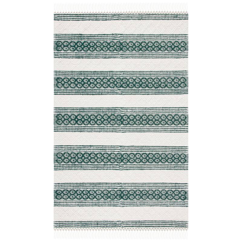 SAFAVIEH Handmade Natura Sheetal Moroccan Wool Rug - 6' Square - Ivory/Green