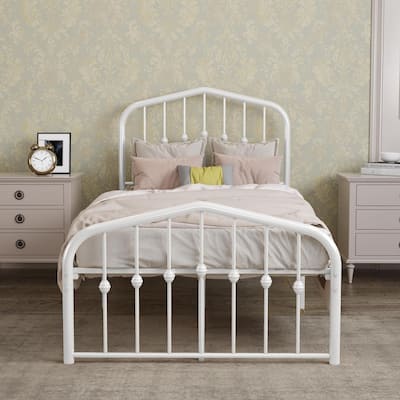 Goutwel Metal Platform Bed Frame with Vintage Headboard