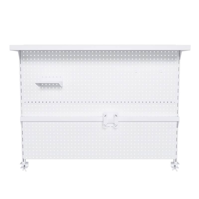 Roomfitters Clamp On Desk Pegboard with Single Monitor Stand, 43x35" Steel Organizer with Hooks for Gaming