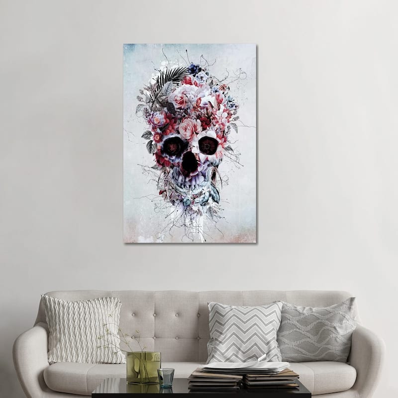 iCanvas "Floral Skull RPE" by Riza Peker Canvas Print - 48x32x1.5