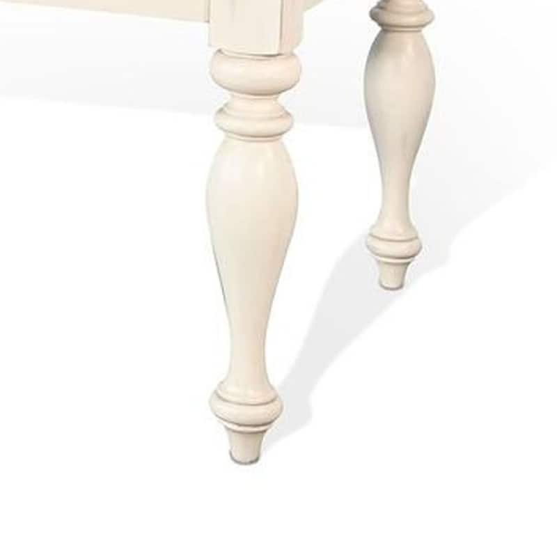 Dean Dining Table, 60- 84 Inch Extendable Top Turned Legs, White Mindi Wood - White, Brown, Gray