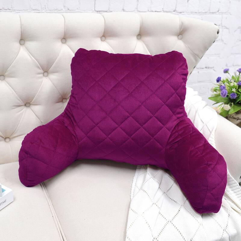Velvet Do-It-Yourself Bedrest Reading Pillow Cover and Filling - 20" x 18" x 17" - Fushia Rose 1