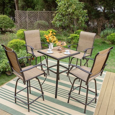 MAISON ARTS 3/5-Piece Patio Swivel High Back Bar Stools Set