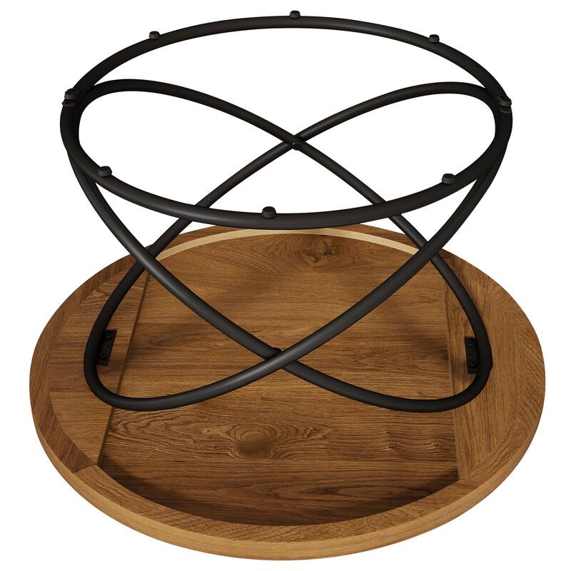 Tempered Glass Top Round Coffee Table with Metal Base