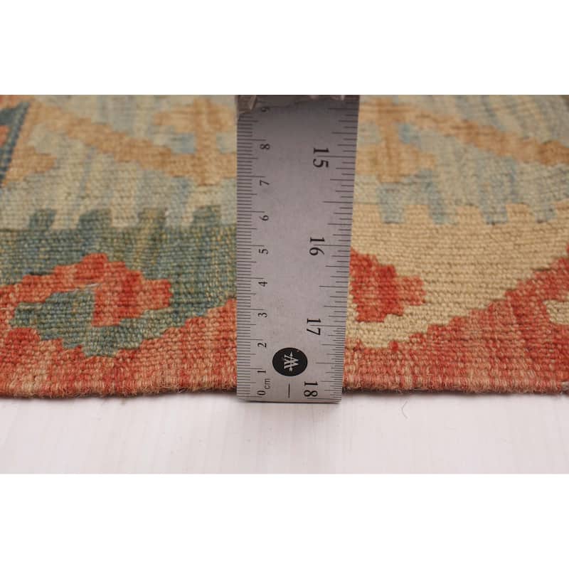 ECARPETGALLERY Flat-Weave Bold and Colorful Copper Wool Kilim - 6'7 x 9'10
