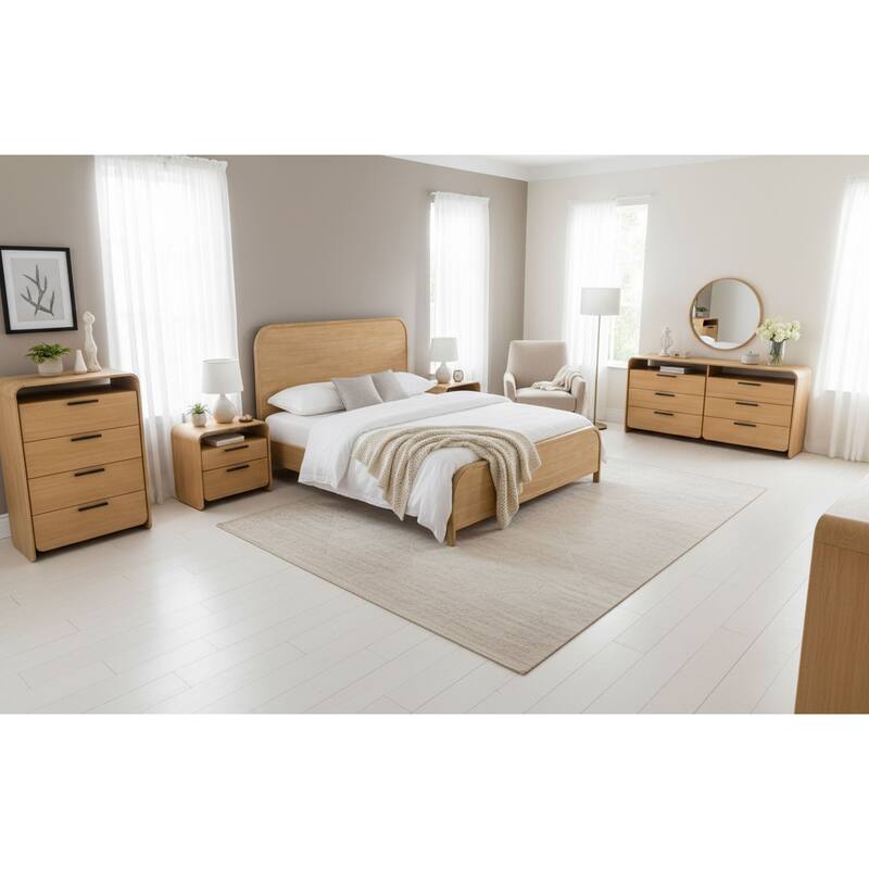 Modrest Dresden Modern Natural Acacia 2-Drawer Nightstand