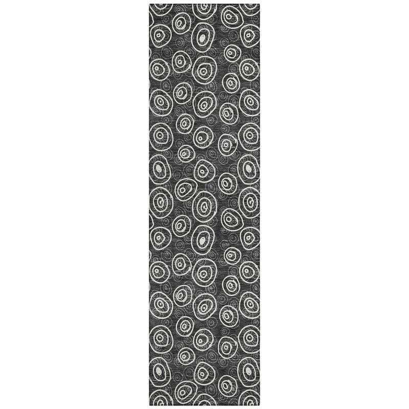 Machine Washable Indoor/ Outdoor Chantille Modern Bubbles Rug