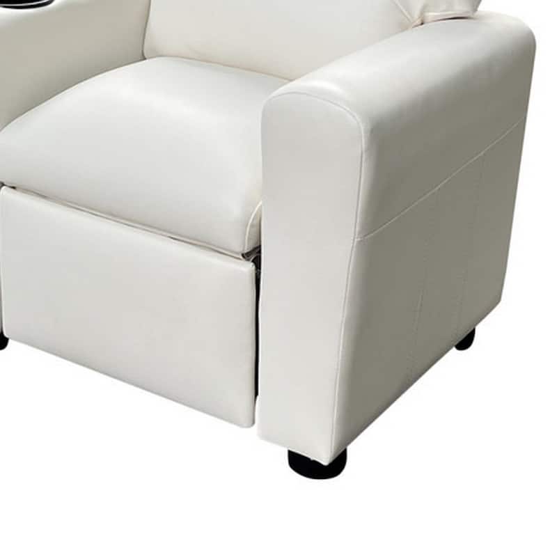 Nik Youth Recliner Chair, Cup Holder, Padded Seat and Back, White