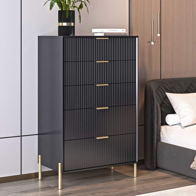 Modern 30" 5-Drawer Chest with Metal Handles