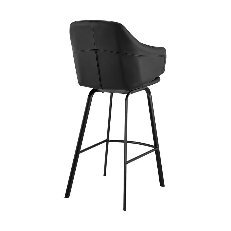 Brigden Faux Leather Upholstered Bar or Counter Swivel Stool - Black matte powder coating