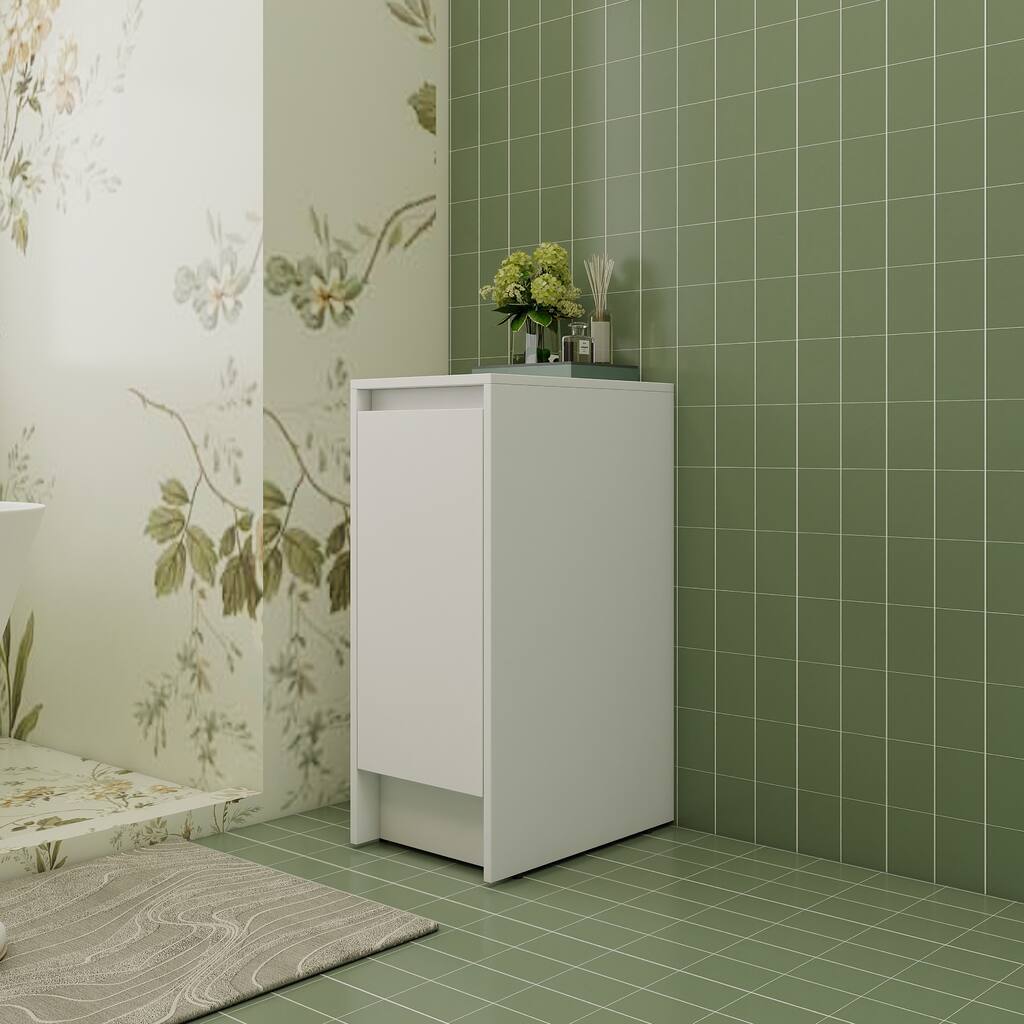 12" Freestanding Bathroom Storage Cabinets, Soft Close Doors, Floor Mounting Design