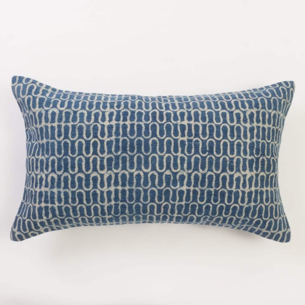 Leena Pillow, Long Bolster - Blue