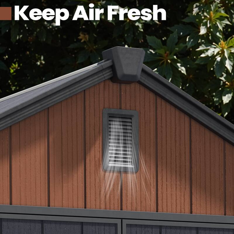 8X8/8X10/8X12 FT Resin Outdoor Storage Shed with Window Vent Floor for Patio Furniture and Tools