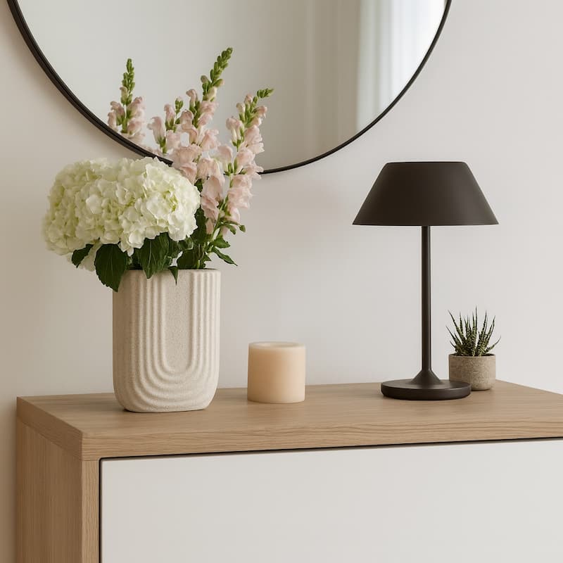 Rectangular Speckled Sand Upside Down Arch Vase - Ivory, 8" - Ivory/ Tan - 8.0"