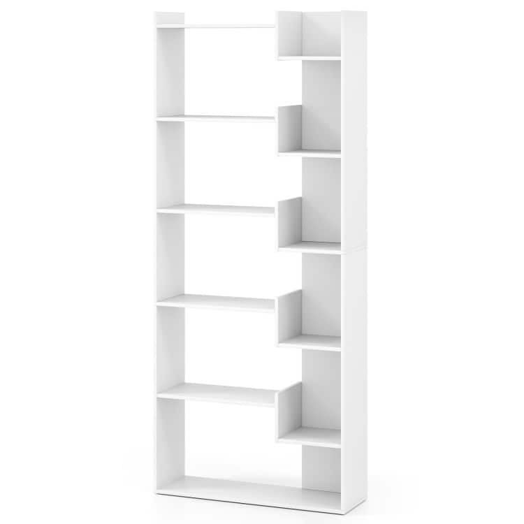 Engineered Wood 11-Shelf Bookcase with Anti-Tip Kits and Floor Pads - 27" L x 9" W x 64" H