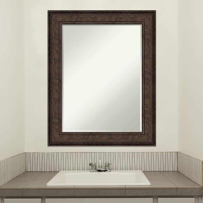 Petite Bevel Bathroom Wall Mirror - Ridge Bronze Frame - Ridge Bronze - 24 x 30 in