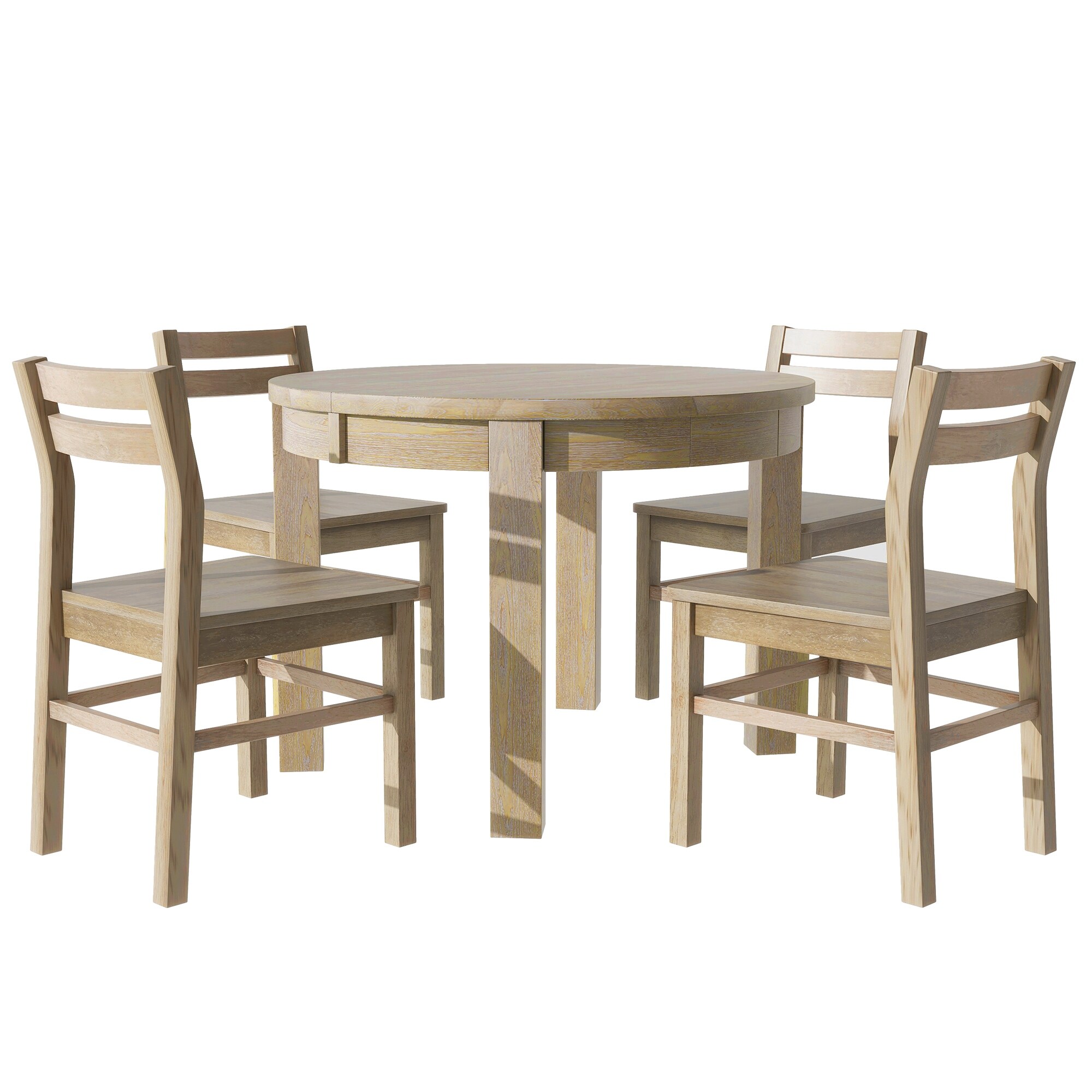 Farmhouse 5-Piece Extendable Round Dining Table Set with Storage Drawers and 4 Dining Chairs,16" Removable Leaf
