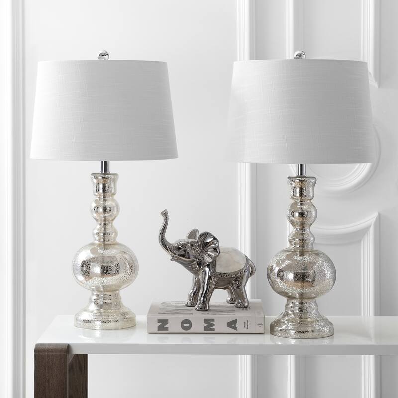 Stewart 28.5" Glass LED Table Lamp, Aqua (Set of 2) by JONATHAN Y