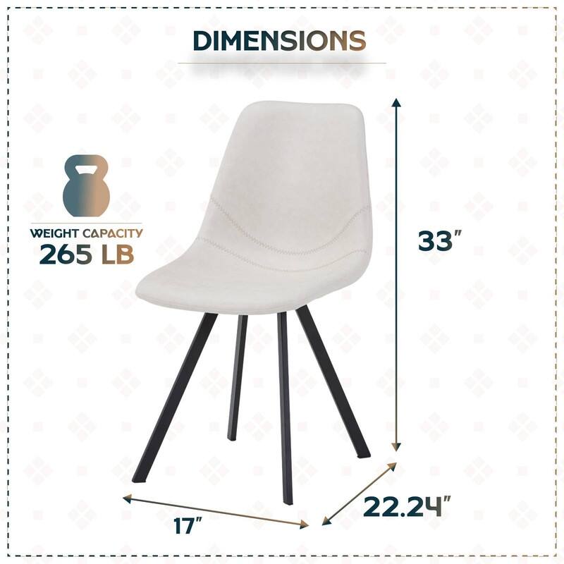 Markley Modern Ergonomic Leather Dining Chair with Black Steel Legs, Scratch-Resistant & Comfortable Kitchen Chair