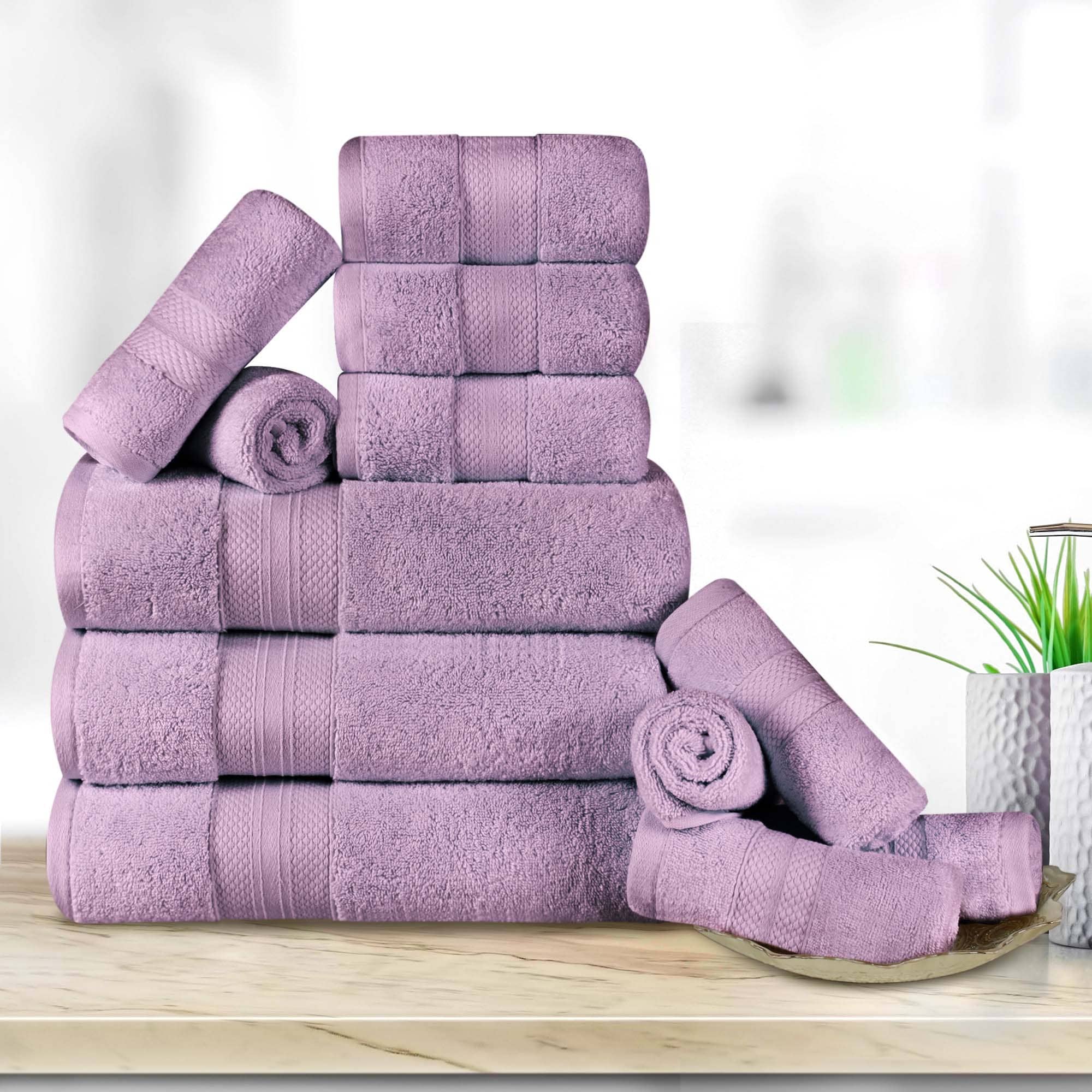 Plush Wisteria Purple Towel Spa Bundle (2 Wash + 2 Hand + 4 Bath Towels)-N/A