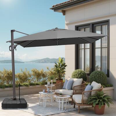 VredHom Patio Outdoor 9 x 11 FT Cantilever-Offset Umbrella with Rod Wheel Base