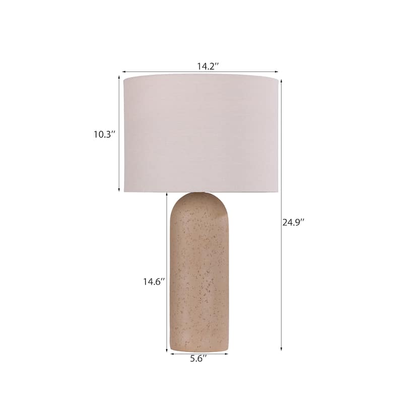 26" Painted Ceramic Accent Table Lamp with Drum Linen Shade