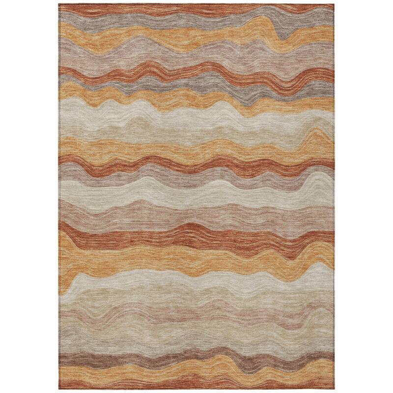Machine Washable Indoor/ Outdoor Ombre Stripes Chantille Rug