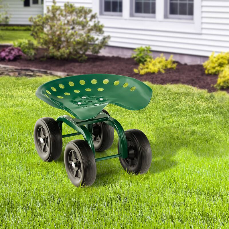 Costway Rolling Garden Cart Heavy Duty Workseat with 360° Swivel Seat - See Details