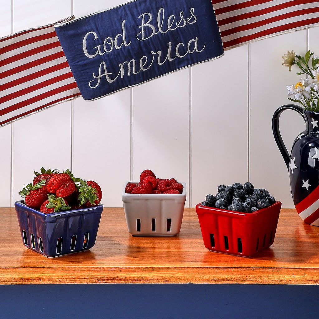 4" Ceramic American Spirit Quart Basket Set of 3