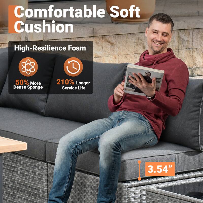 OVIOS 14-Piece Low-profile Deep Seat Wicker Outdoor Patio Furniture Set