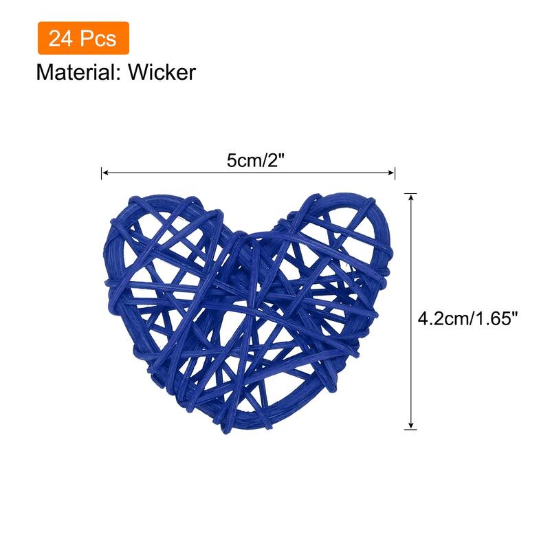 8Pcs Heart Rattan Ball Vase Filler Home Decoration 2 in - Dark Blue