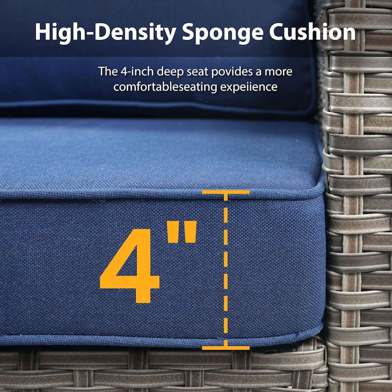 Glissia 2-Piece Handwoven Gray Wicker Patio Armchairs with 4-Inch Thick Cushions