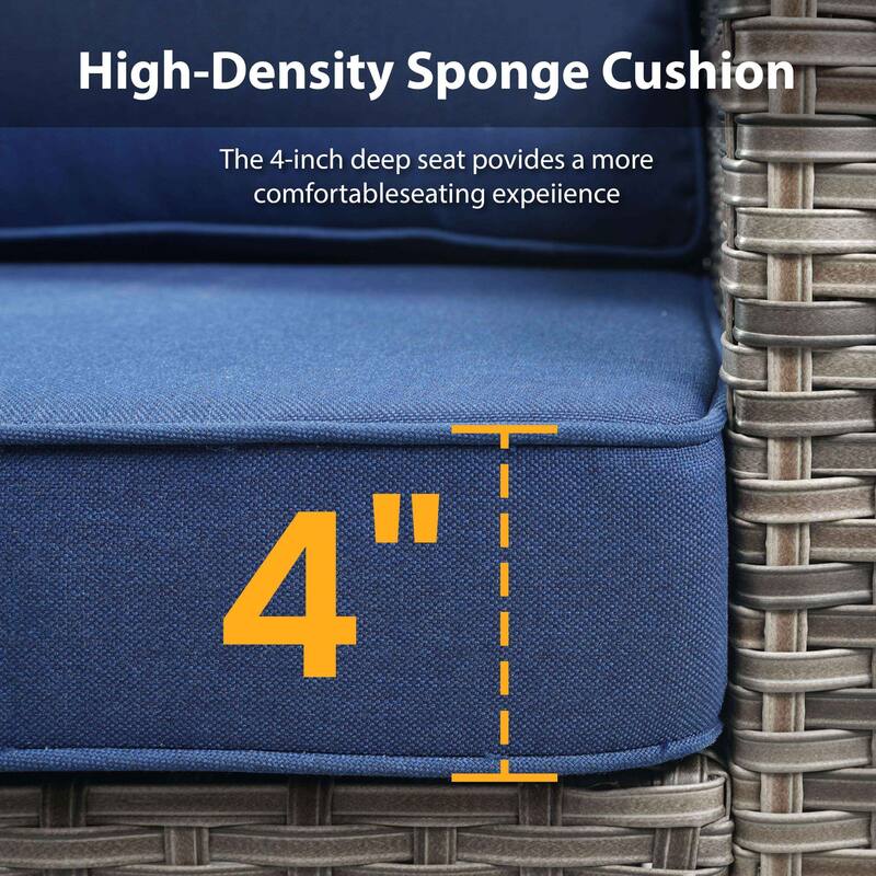 Glissia 5-Piece Gray Wicker Patio Conversation Set with Swivel Gliders and Ottomans