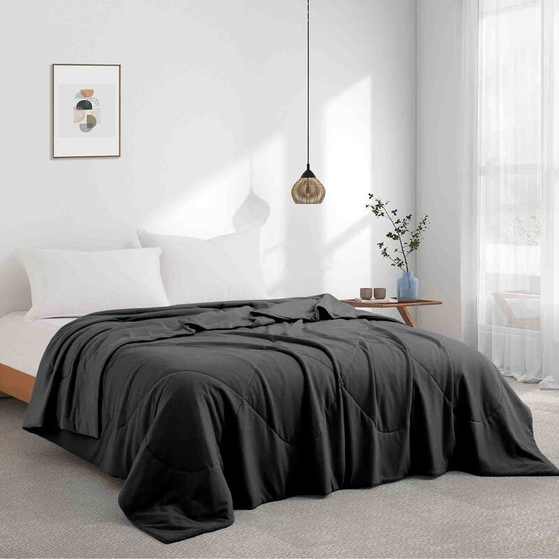Lightweight Breathable Cooling Waffle Reversible Summer Blanket, Dual-side Cool Touch Comforter