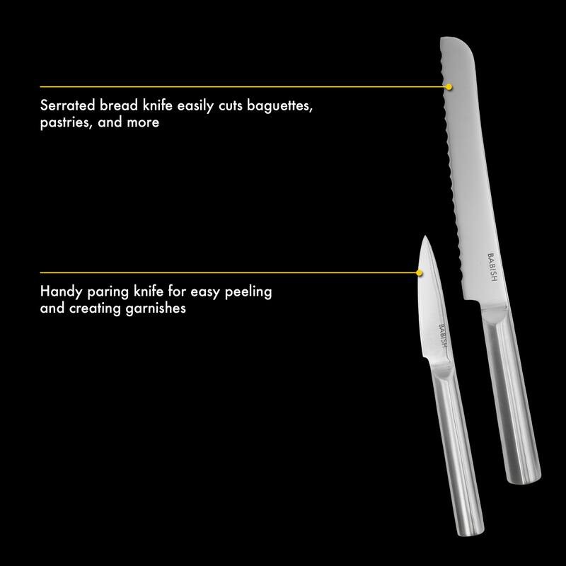 Babish High-Carbon 1.4116 German Steel 15 Piece Full Tang Forged Cutlery Block Set - Black