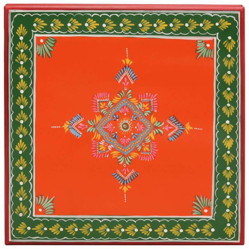 vidaXL Coffee Table Multicolor with orange base Solid mango wood Compact - 21.3 x 21.3 x 11.8