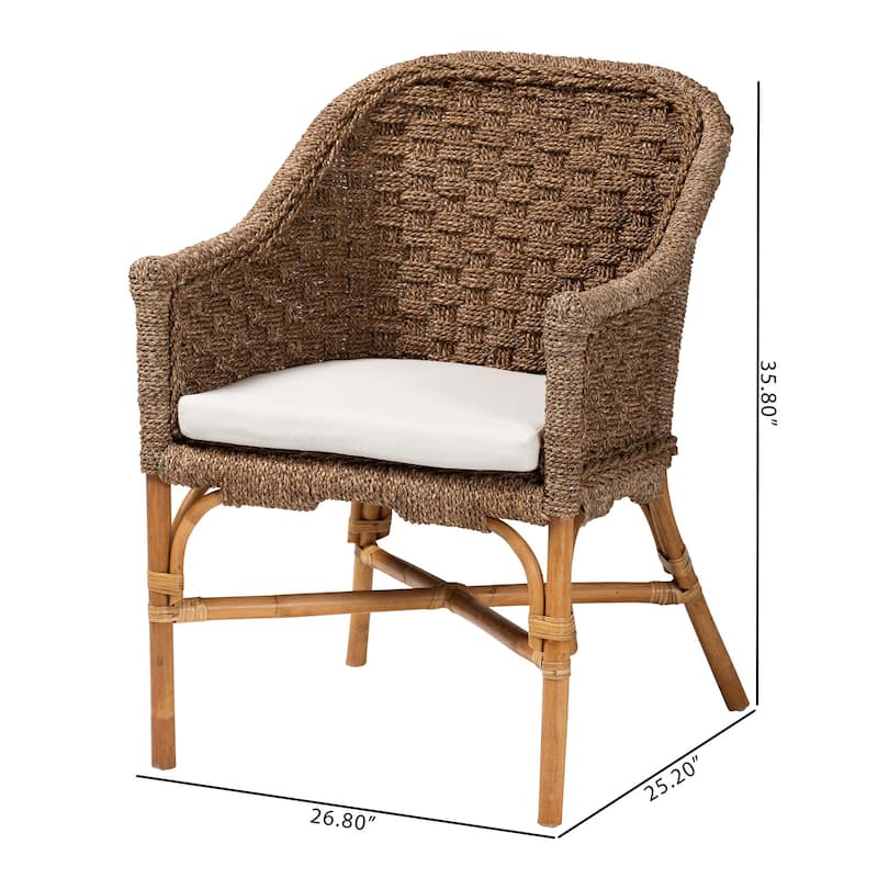 Luis Bohemian Natural Seagrass and Rattan Arm Chair