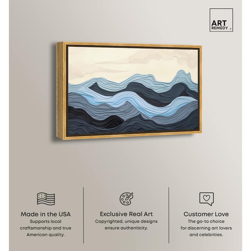Art Remedy Waverly Framed Blue Abstract 1 Piece Canvas Wall Art