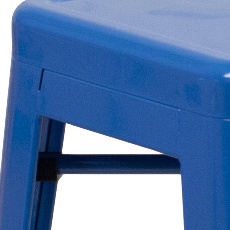 24" High Backless Metal Indoor-Outdoor Counter Height Stool w/Square Seat