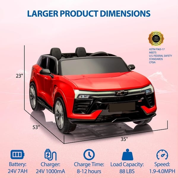 dimension image slide 4 of 5, Licensed Chevrolet Blazer 24V 2 Seater Kids Ride On Car