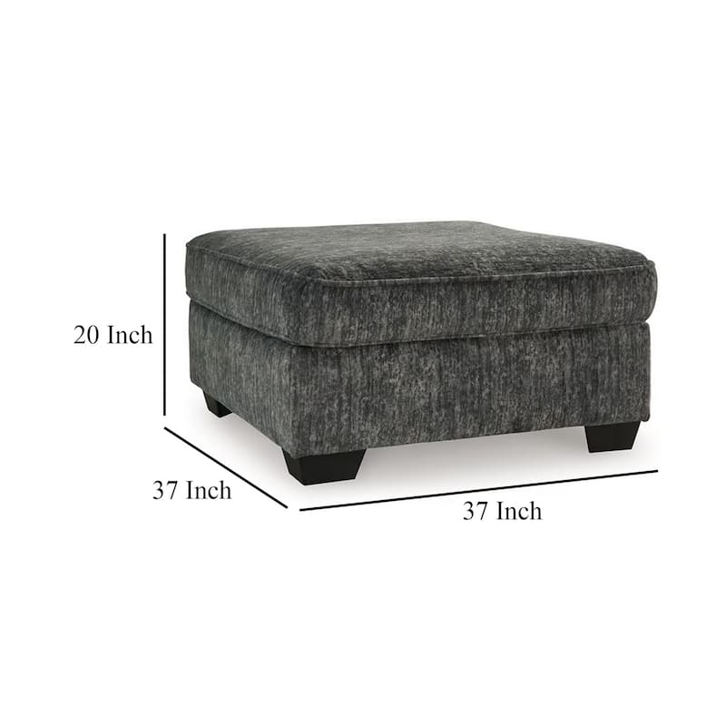 Layla Accent Ottoman, Contemporary Dark Gray Polyester, 37 Inch Square