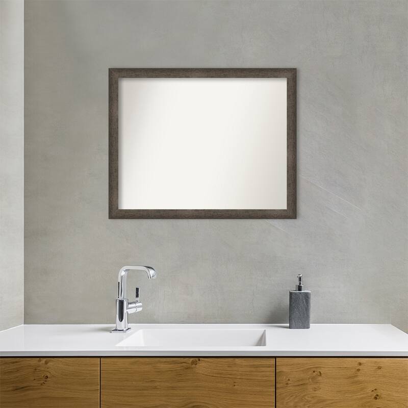 Dappled Narrow Non-Beveled Wood Framed Bathroom Vanity Wall Mirror