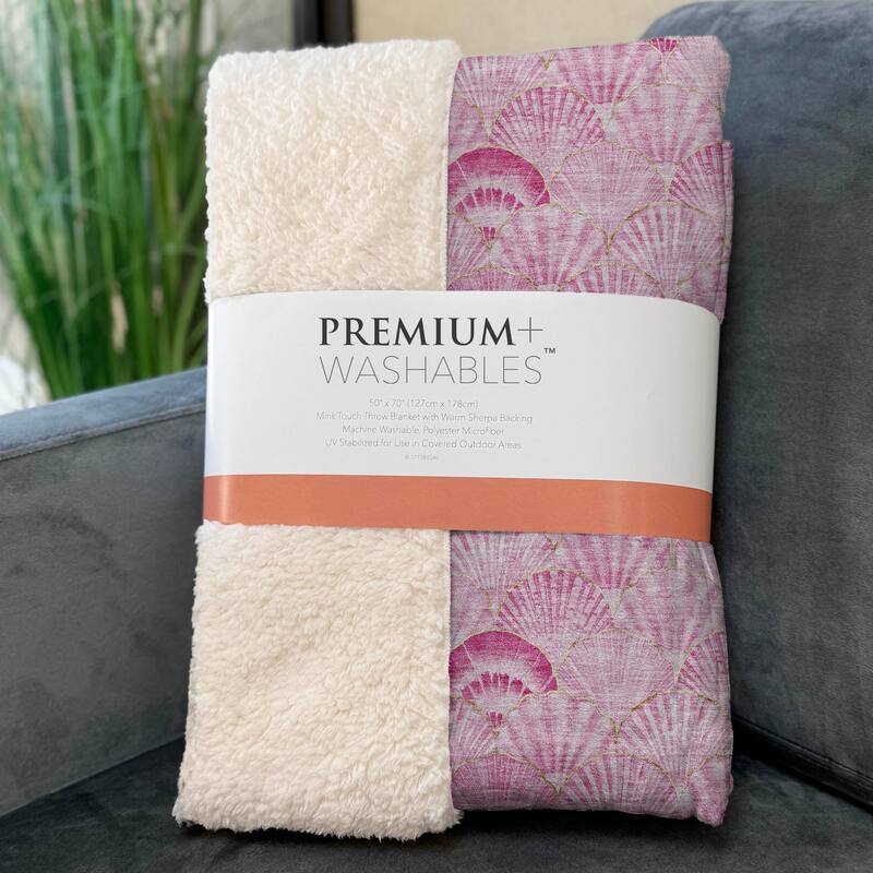 Premium Machine Washable ASB181 Coastal Seashell Sherpa Throw Blanket