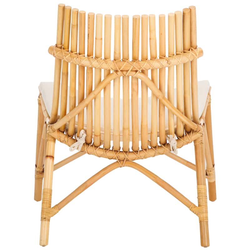 SAFAVIEH Eisley Boho Coastal Solid Wood Accent Chair with Cushion - 30"W x 31"D x 33"H