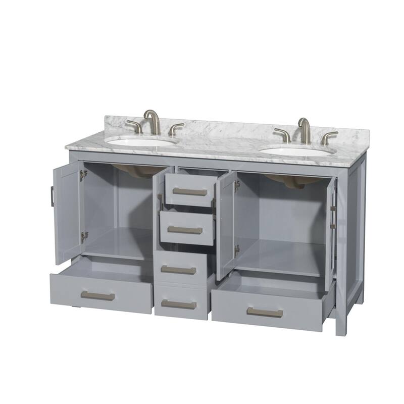 Wyndham Collection Sheffield 60" Freestanding Vanity Set with Hardwood