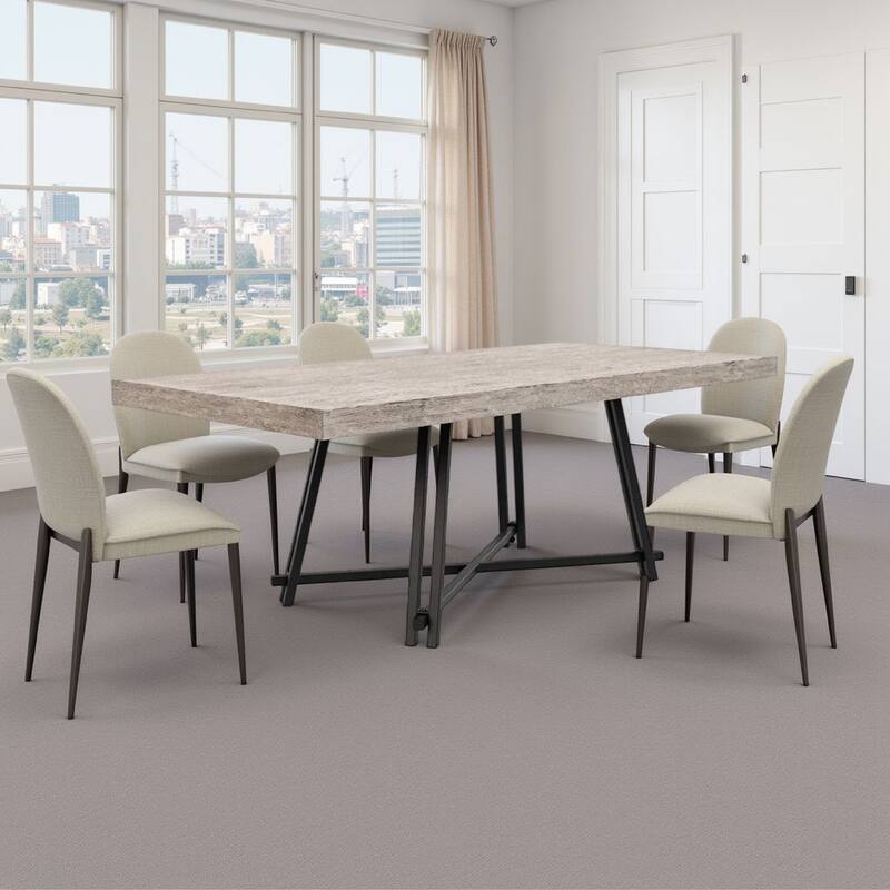 Toty Rectangular Dining Table, Pedestal Base, Black Rubberwood 84 Inch Top