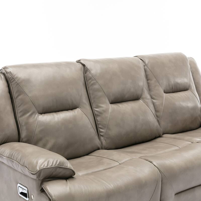 3 Seater Home Theater Recliner Manual Recliner Chair with a LED Light Strip Two Built-in Cup Holders