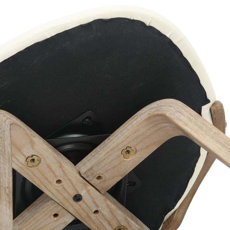 Dining Chairs Round Leather Seat with Solid Wood Legs Accent Arm Chair Modern Cut-Out Design