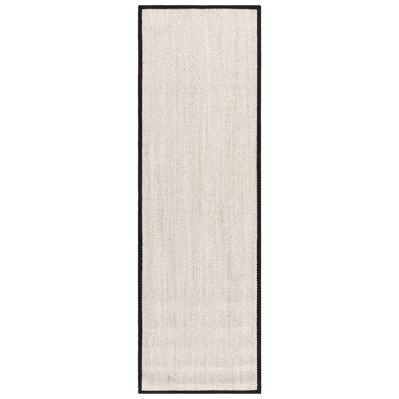 SAFAVIEH Natural Fiber Lorine Casual Border Sisal Rug - 2'6" x 6' Runner - Marble/Black