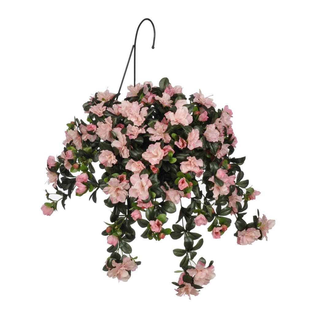 Faux Pink Azalea Hanging Basket